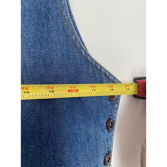 Vintage denim Retro Blue Boho jean jumper MIDI 90’s dress side buttons M L 10 12 - Picture 8 of 8